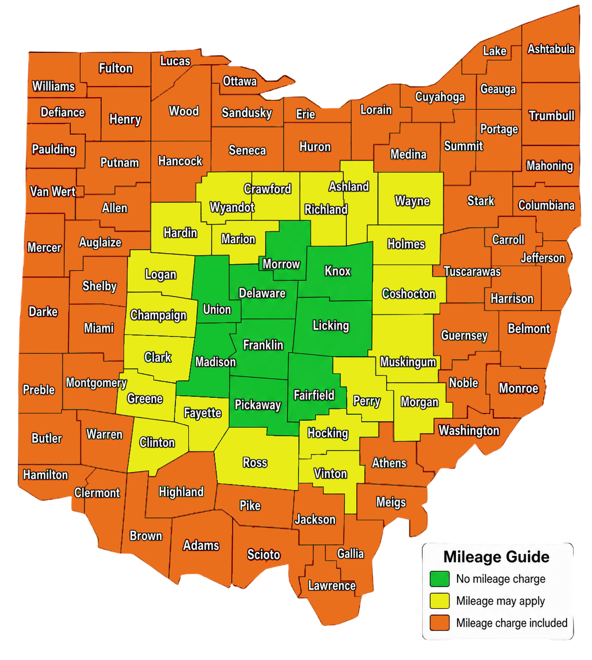 Map of Ohio service coverage