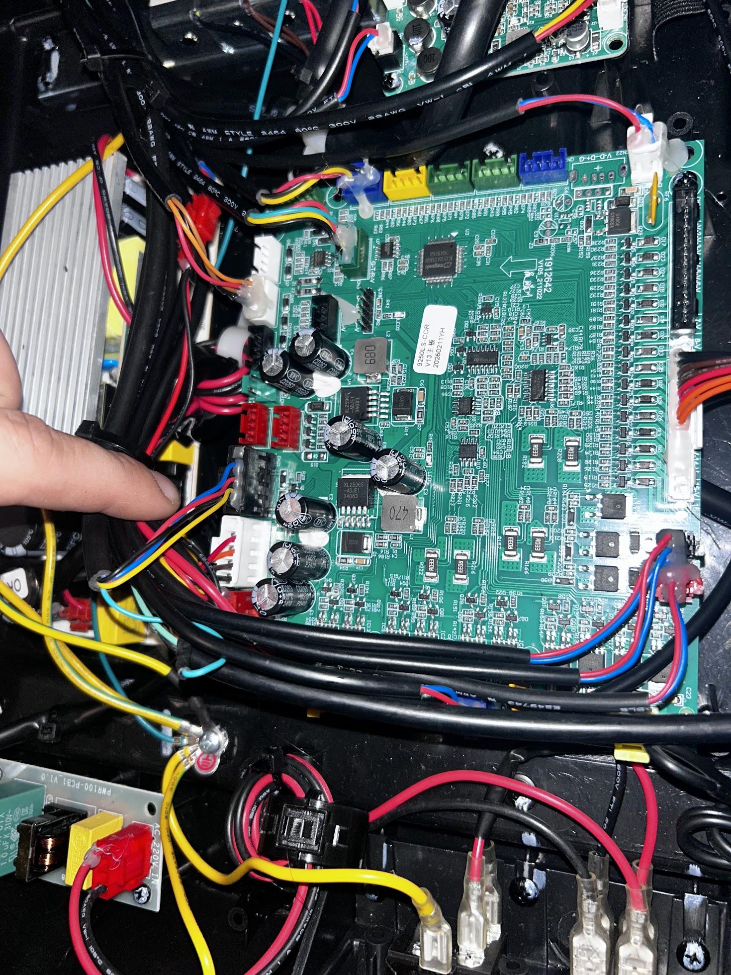 Massage chair electronics during diagnostics.